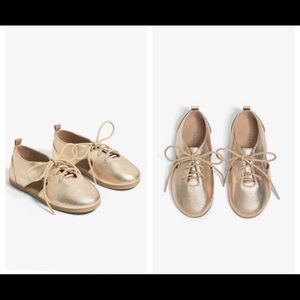 Zara Kids Gold Metallic Finish Derby Shoes